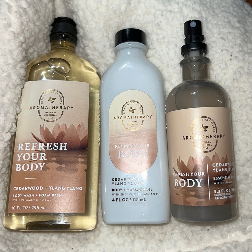 BBW 3pc Cedarwood Ylang Ylang Aromatheraphy set